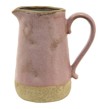 HAES DECO - Vaas 2200 ml Roze Beige Keramiek Decoratie Vaas Decoratie Pot Bloempot binnen