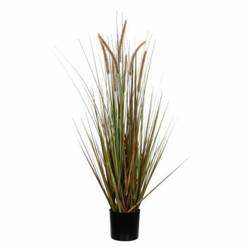 Mica Decorations - gras kunstplant - groen/bruin - H120 x D45 cm - Kunstplanten