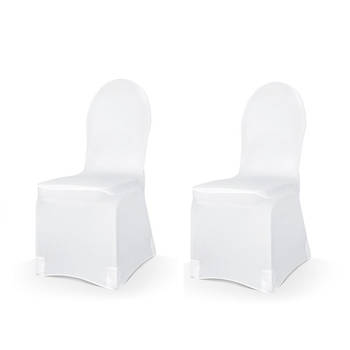 Set van 2x stuks universele witte elastische stoelhoezen 50 x 105 cm - Feestdecoratievoorwerp