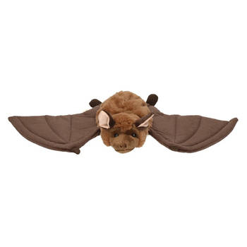 Vleermuis handpop bruin/wit pluche 36 cm - Handpoppen