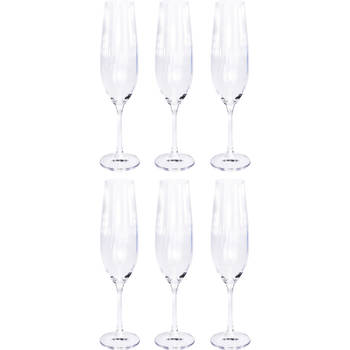 10x Champagne glazen/flutes 26 cl/260 ml van kristalglas - Champagneglazen