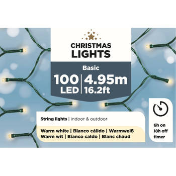 Kerstlichtsnoer - LED - warm wit - 525 cm - buiten - 100 lampjes - boomverlichting - Kerstverlichting kerstboom