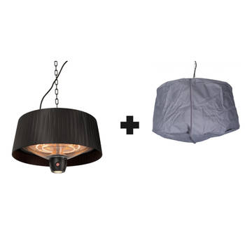 Sunred - COMBIDEAL - Heater & Hoes - Artix - Bright lijn - Zwart - Hangend model - Terrasverwarmer -