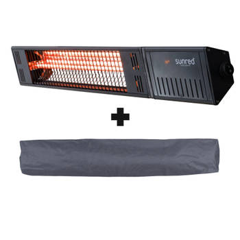 Sunred – COMBIDEAL - Heater & Hoes - Fortuna - Ultra lijn - Zwart - Wand model - Terrasverwarmer –