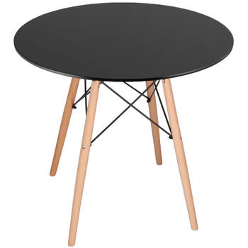 Springos Salontafel - Scandinavische Stijl - Woonkamer - Eetkamer - Zwart - 80 cm