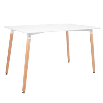 Springos Eettafel - Scandinavische Stijl - Woonkamer - Eetkamer - Wit - Rechthoekig - 120x80x74 cm