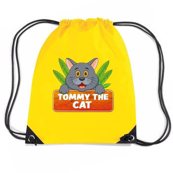 Tommy the Cat katten trekkoord rugzak / gymtas geel voor kinderen - Gymtasje - zwemtasje