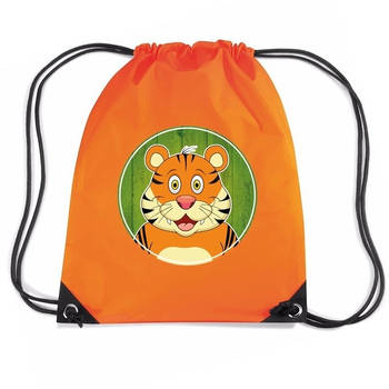 Tijger dieren trekkoord rugzak / gymtas oranje voor kinderen - Gymtasje - zwemtasje