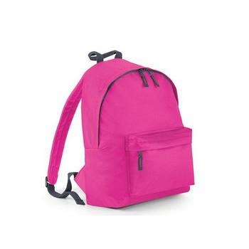 School/sport rugtas met voorvak - fuchsia roze - Rugzak vrije tijd - Schooltas - Gymtas - 18 Liter - Rugzak