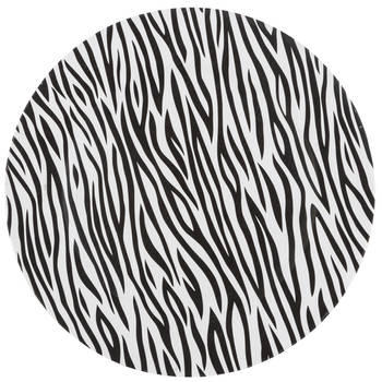 1x Ronde kaarsenborden/onderborden zebraprint 33 cm - Kaarsenplateaus