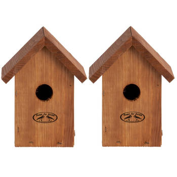 2x stuks nestkastje / vogelhuisje winterkoning houten dakje 19.8 cm - Vogelhuisjes