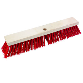 Buemag Bezemkop - Elaston - rood - hout - hard/extra stevig - 50 cm - 24mm - buitenbezem - Bezem