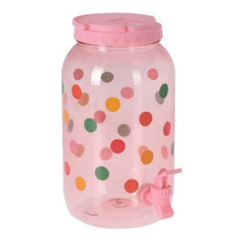 Drank dispenser/limonadetap - met tapje - kunststof - 3750 ml - roze - H27 x D19 cm - Drankdispensers