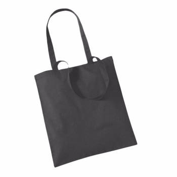 Draagtasje met hengsels - antraciet - 42 x 38 cm - katoen - 10 liter - boodschappen - gymtas - Shoppers