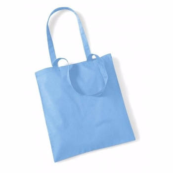 Draagtasje met hengsels - lichtblauw - 42 x 38 cm - katoen - 10 liter - boodschappen - gymtas - Shoppers