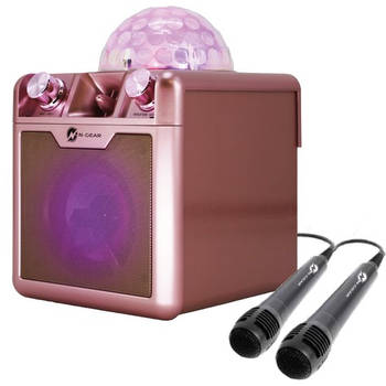 N-GEAR Disco Block 410 - Karaokeset - Bluetooth Speaker - Partybox met 2 Microfoons - Space Pink - Limited Edition