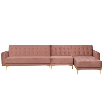 Beliani ABERDEEN - Modulaire Sofa-Roze-Fluweel