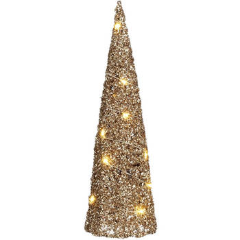 House of Seasons LED kegel kerstboom lamp - champagne - H40 cm - kerstverlichting figuur