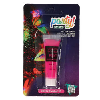 Atosa grimeer schmink - Glow in the Dark - neon roze - 14 gram - carnaval/verkleed thema - Schmink