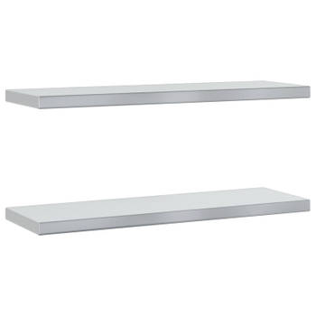 vidaXL Wandschappen 2 st 75x23,5x3 cm roestvrijstaal zilverkleurig