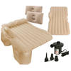 Opblaasbaar Automatras Met 2 Kussens En Pomp 130cm x 80cm Beige - Autobed - Tot 300 kg - Met Draagtas En Reparatieset