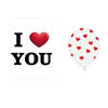 Mega poster I Love You A1 formaat en 6x witte ballonnen - Feestpakketten