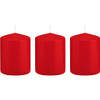 3x Kaarsen rood 6 x 8 cm 29 branduren sfeerkaarsen - Stompkaarsen