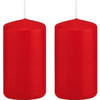 2x Kaarsen rood 5 x 10 cm 23 branduren sfeerkaarsen - Stompkaarsen