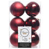 12x Kunststof kerstballen glanzend/mat donkerrood 6 cm kerstboom versiering/decoratie - Kerstbal