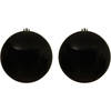 2x Grote raam/deur/kerstboom decoratie zwarte kerstballen 20 cm glans - Kerstbal