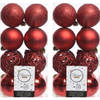 32x Kunststof kerstballen mix kerst rood 6 cm kerstboom versiering/decoratie - Kerstbal