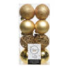 16x Kunststof kerstballen mix goud 6 cm kerstboom versiering/decoratie - Kerstbal