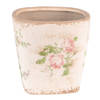 HAES DECO - Bloempot 16x16x16 cm Roze Beige Keramiek Bloemen Bloempot binnen Plantenpot Plant pot