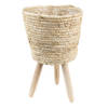 HAES DECO - Bloempot Ø 22x33 cm Bruin Beige Zeegras Rond Bloempot binnen Plantenpot Plant pot