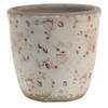 HAES DECO - Bloempot Ø 14x13 cm Roze Beige Keramiek Rond Bloemen Bloempot binnen Plantenpot Plant pot