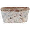 HAES DECO - Bloempot 19x11x10 cm Beige Blauw Terracotta