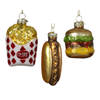 Decoris Kersthangers snacks - 3x - glas - patat - hotdog - hamburger - Kersthangers