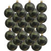 24x Glazen kerstballen glans donkergroen 8 cm kerstboom versiering/decoratie - Kerstbal