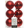 6x Kunststof kerstballen glanzend/mat kerst rood 8 cm kerstboom versiering/decoratie kerst rood - Kerstbal