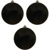 3x Grote raam/deur/kerstboom decoratie zwarte kerstballen 14 cm glans - Kerstbal