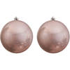 2x Grote raam/deur/kerstboom decoratie lichtroze kerstballen 14 cm glans - Kerstbal