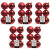 30x Kunststof kerstballen glanzend/mat kerst rood 8 cm kerstboom versiering/decoratie kerst rood - Kerstbal