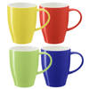 Bellatio Design Koffie mokken/bekers Paris - 4x - porselein - multi kleuren - 350 ml - Bekers