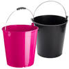 Roze en zwarte schoonmaakemmers/huishoudemmers set 15 liter en 32 x 31 cm - Emmers