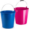 Roze en blauwe schoonmaakemmers/huishoudemmers set 15 liter en 32 x 31 cm - Emmers