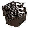 Plasticforte Opbergmand - 3x - Kastmand - rotan kunststof - donkerbruin - 6 Liter - 19 x 29 x 13 cm - Opbergmanden