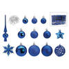 G. Wurm Kerstballen - 111 stuks - blauw - kunststof - 3-4-6 cm - Kerstbal