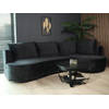 Hoekbank rond Lando 270cm bank met ronding zwart velvet bankstel rechts loungebank