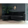 Hoekbank rond design Nox 250cm bank met ronding zwart velvet bankstel links loungebank