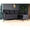 Hoekbank design Venna 200cm bank zwart velvet loungebank zowel links als rechts bankstel